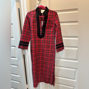 Sail to Sable Red and black plaid Long Sleeve Tunic Maxi